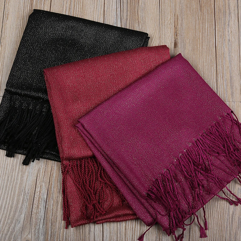 Autumn and Winter New Rayon Cotton Full Star Scarf 120g Gold Silk Tassel Silk Scarf Foreign Trade Muslim Head Scarf