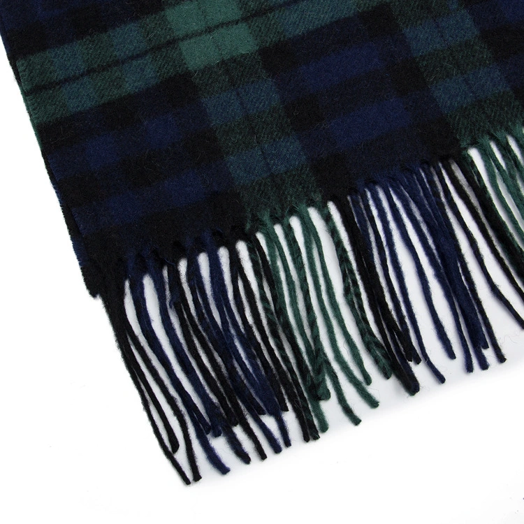 New Blue Green Checkered Shawl Thick Warm Wool Women&prime;s Scarf