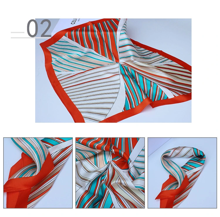 Custom Pattern Silk Hair Scarf High Quality Satin Silk Twill Women Scarf