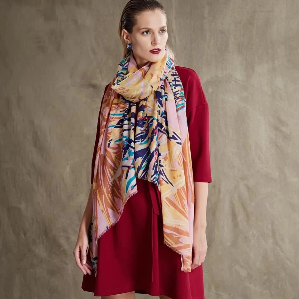 Custom Fashion Wool Blend Silk Scarve
