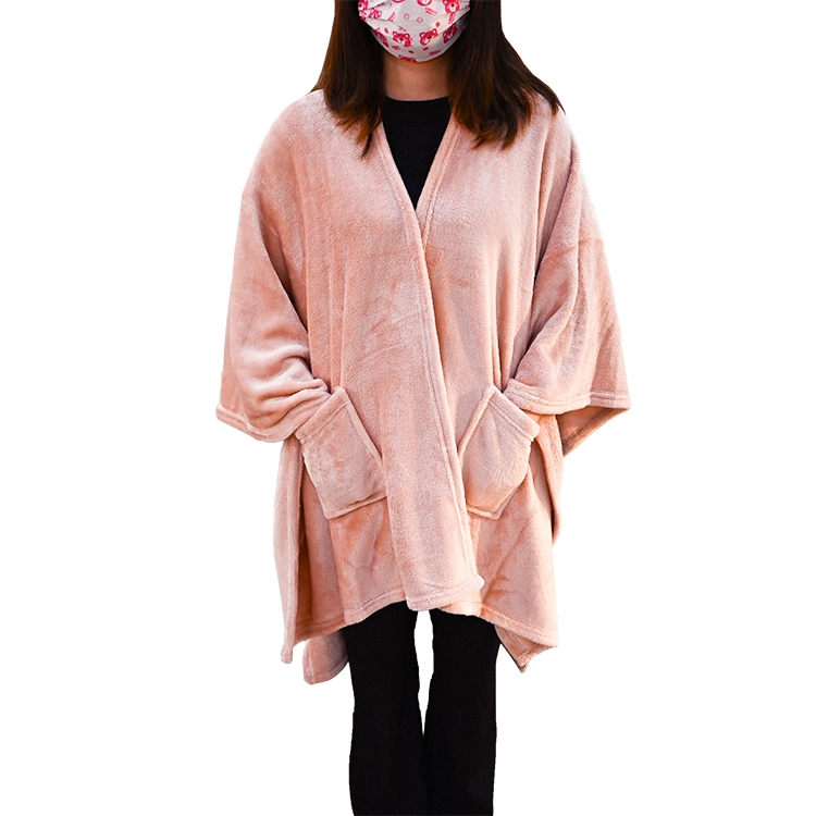 Oversize Warm Flannel Cloak Shawl Winter Adult Women Wearable Blanket Shawls