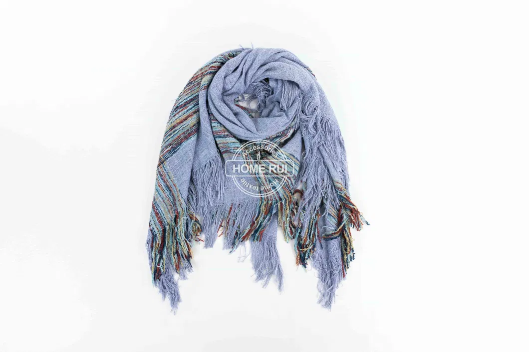 Outfit Lightweight Fall Purple Blue Striped Soft Tassel Plaid Lattice Veronz Classic Nova Scottish Cozy Oversize Cappa Tippet Turban Snug Plain Stole Shawl