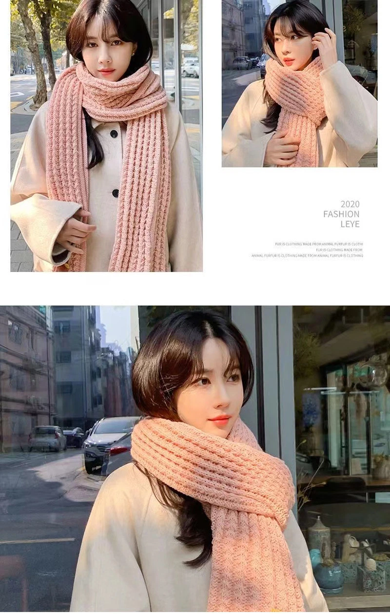 Fashion Lady Warm Long Pure Color Shawls Knitted Scarves Women