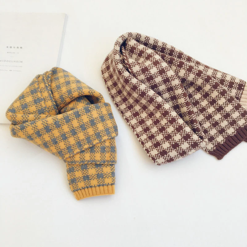 Children Checked Grid Cotton Cute Spring Unisex Warm Winter Soft Scarf