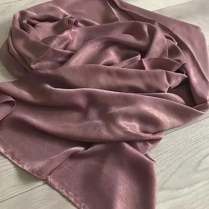 Women Soft Velvet Satin Silk Shawl Beautiful Plain Colors Head Scarves