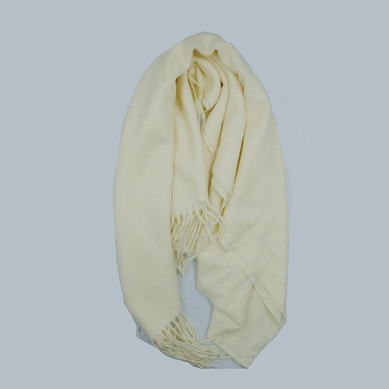 Cashmere Blend Classic Plain Scarf with Tassel Hem