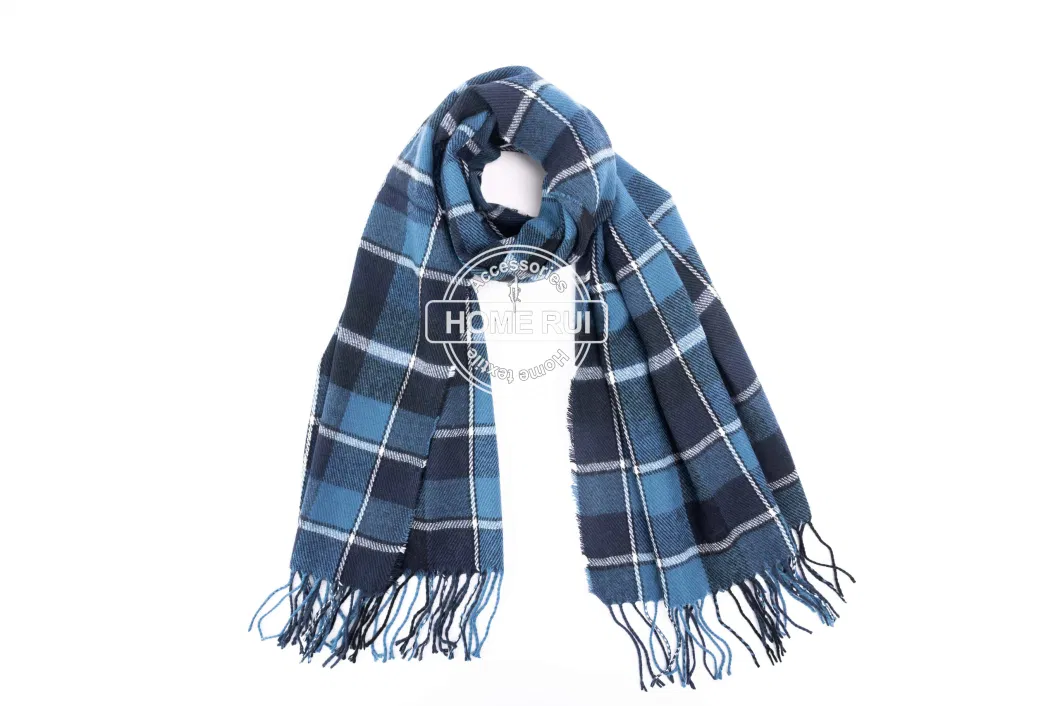 Home Rui Wholesale Outerwear Apparel Accessory Unisex Winter Warmth Multi Cashmere Feel Tassel Classic Plaid Grids Windowpane Wraps Shawl Blanket Scarf