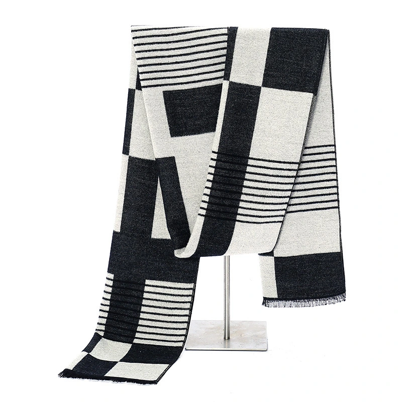 Men&prime;s Winter Warm Long Soft Scarf Plaid Tassel Classic Cashmere Scarves