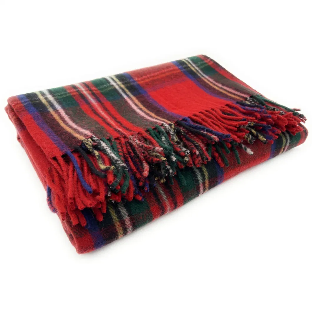 Pure Lamb&prime;s Wool Scotch Tartan Check Scarf Blanket