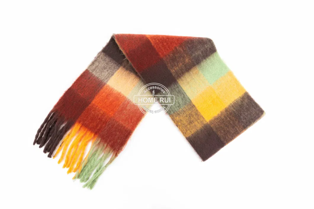 Wholesaler Block Women Men Spring Fall Orang Woven Tassel Plaid Lattice Veronz Super Soft Classic Nova Scottish Large Cozy Cappa Tippet Turban Textural Scarf