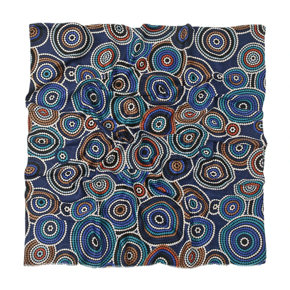 Wishes Scarf Concentric Circle Abstract Print Warm Scarf Retro Turban Ladies Casual Sun Shawl