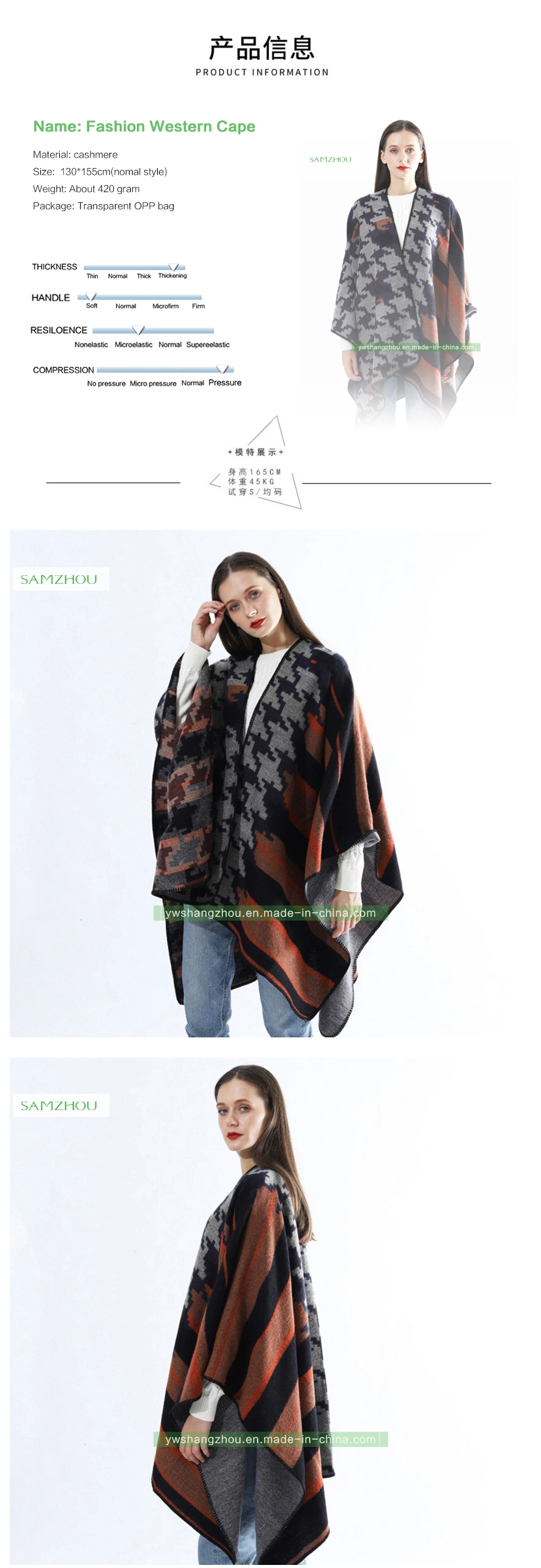 Fashion Street Jacquard Cape Euramerican Scarf Lady Cashmere Shawl Winter