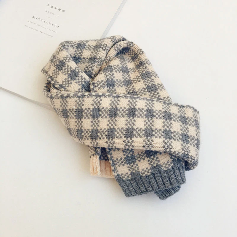 Children Checked Grid Cotton Cute Spring Unisex Warm Winter Soft Scarf