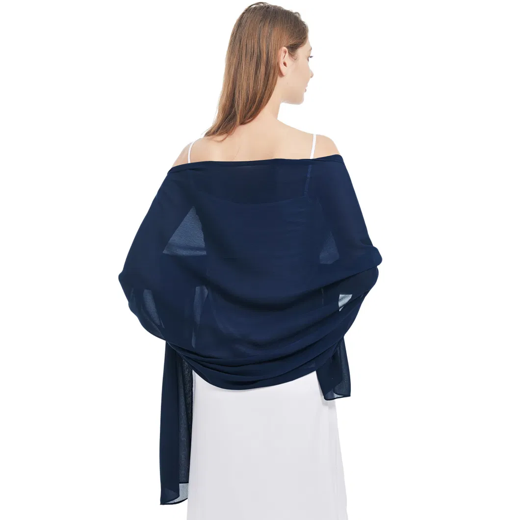 Custom Ladies Formal Evening Party Navy Blue Chiffon Shawls Capes