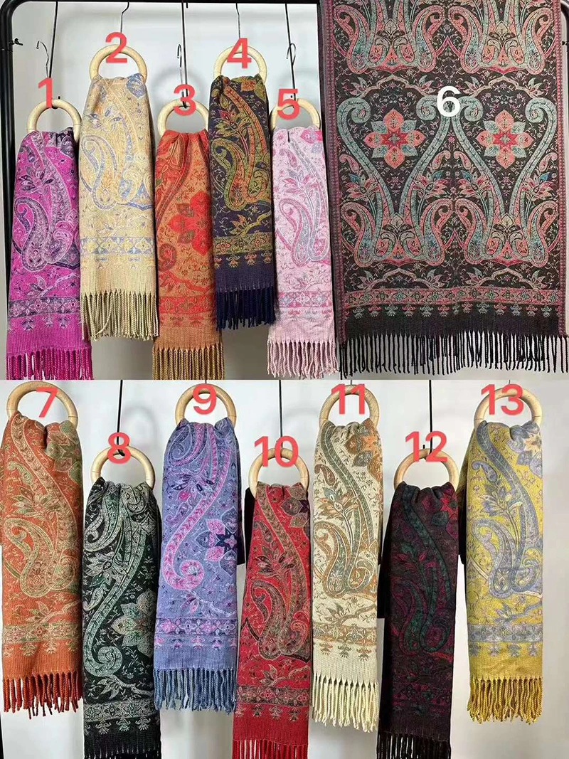 Paisley Pattern Tow Layered Woven Pashmina Shawl Scarf Wrap Stole