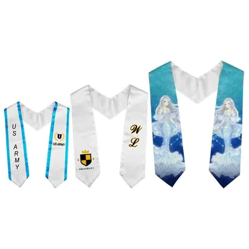 2023 Personalized White Satin Dye Blank 60&prime;&prime; 72&prime;&prime; Sublimation Graduation Stole