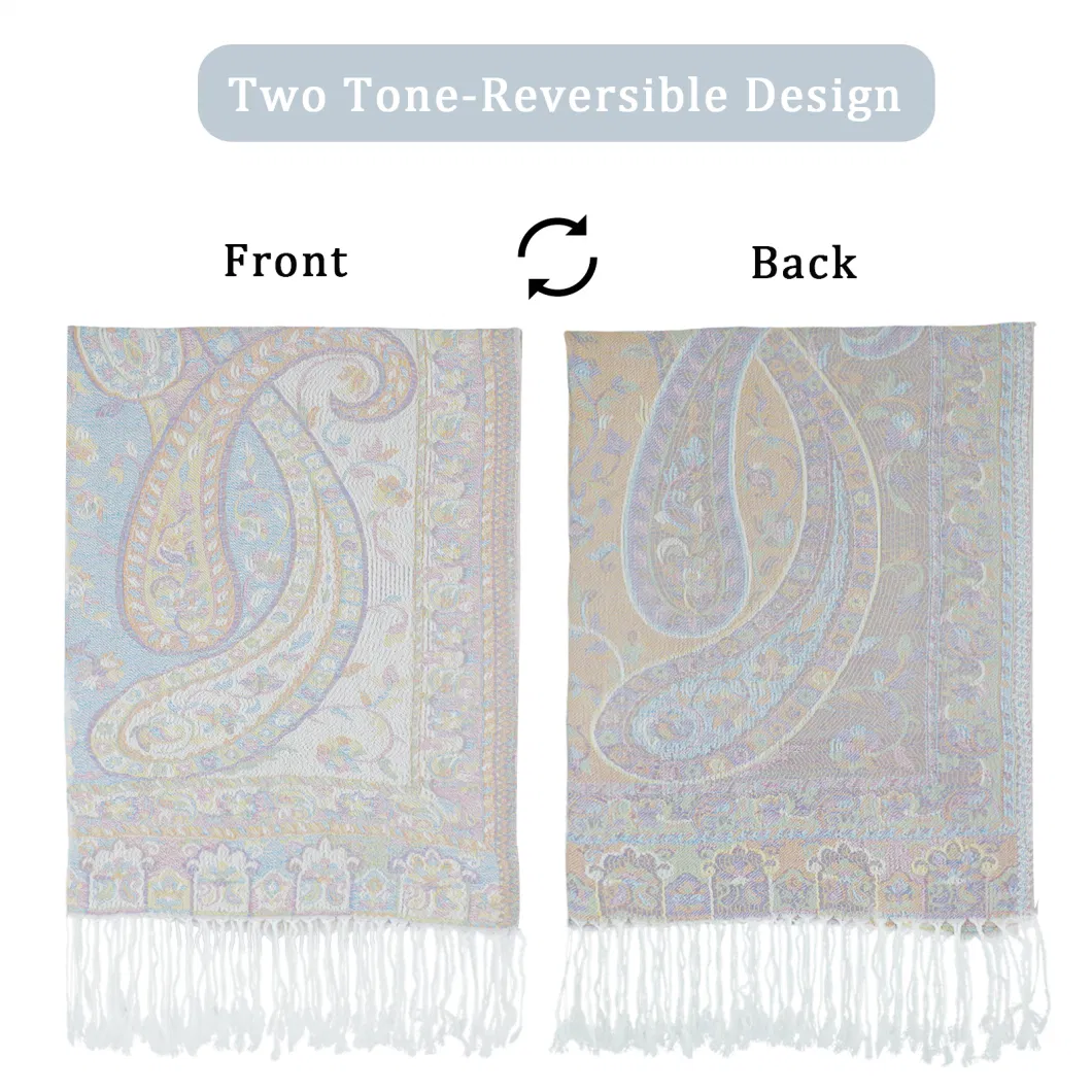 Wholesale Women&prime;s Cozy White Paisley Scarf Spring and Autumn Soft Embroidered Shawl