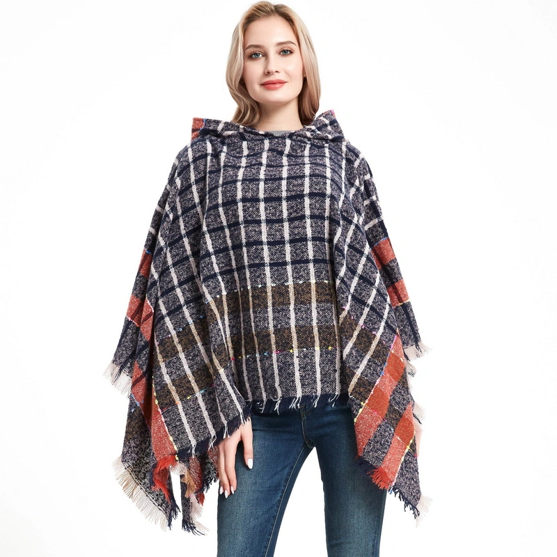 High Quality Winter Hooded Cape Poncho for Women