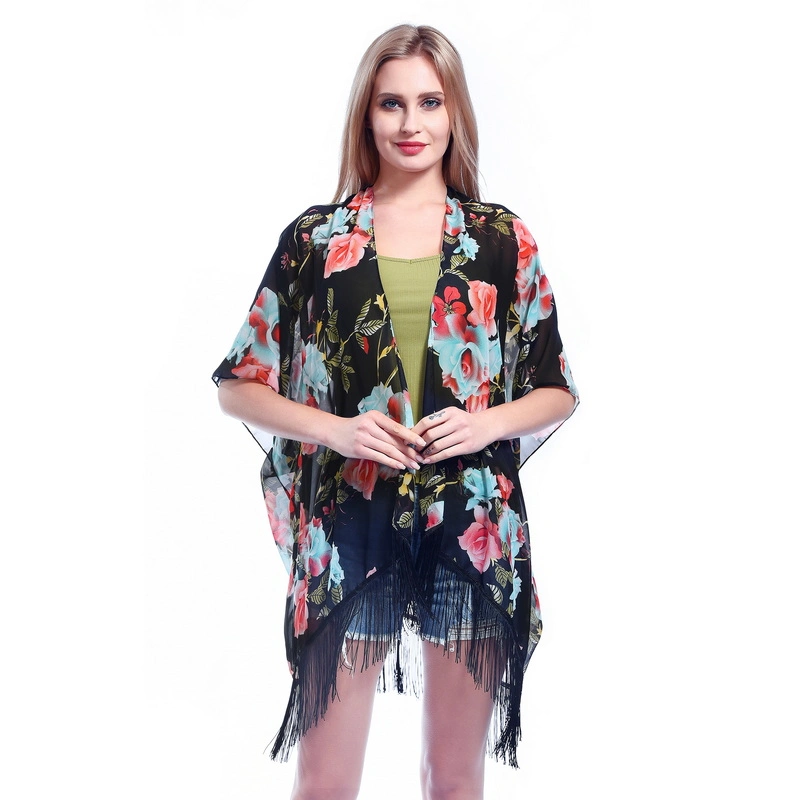 Wholesale Pretty Beach Chiffon Shawl Wrap Poncho for Ladies