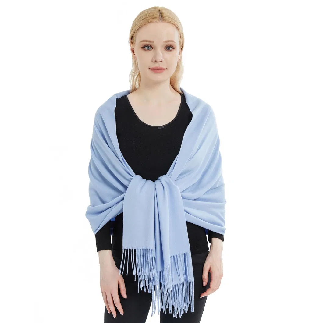 All Season Ladies Luxury Light Blue Pashmina Cashmere Shawls and Scarfs