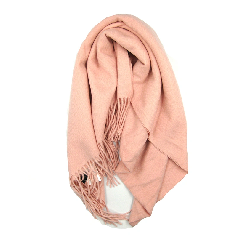 Cashmere Blend Classic Plain Scarf with Tassel Hem