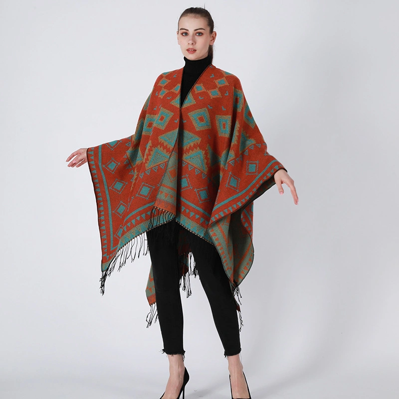 Bohemian Shawl Scarf Winter Warm Cardigan Poncho Tribal Vintage Women Cape