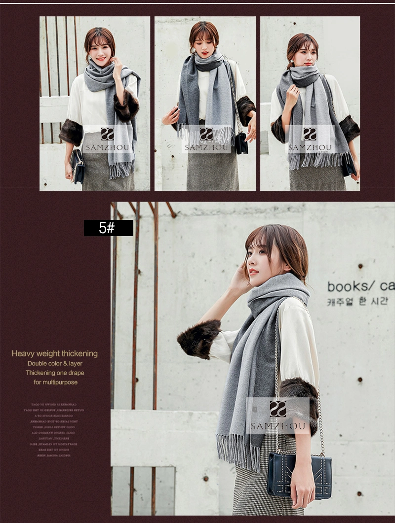 Winter Core Spun Yarn Scarf Two Tone Colour Fashion Shawl