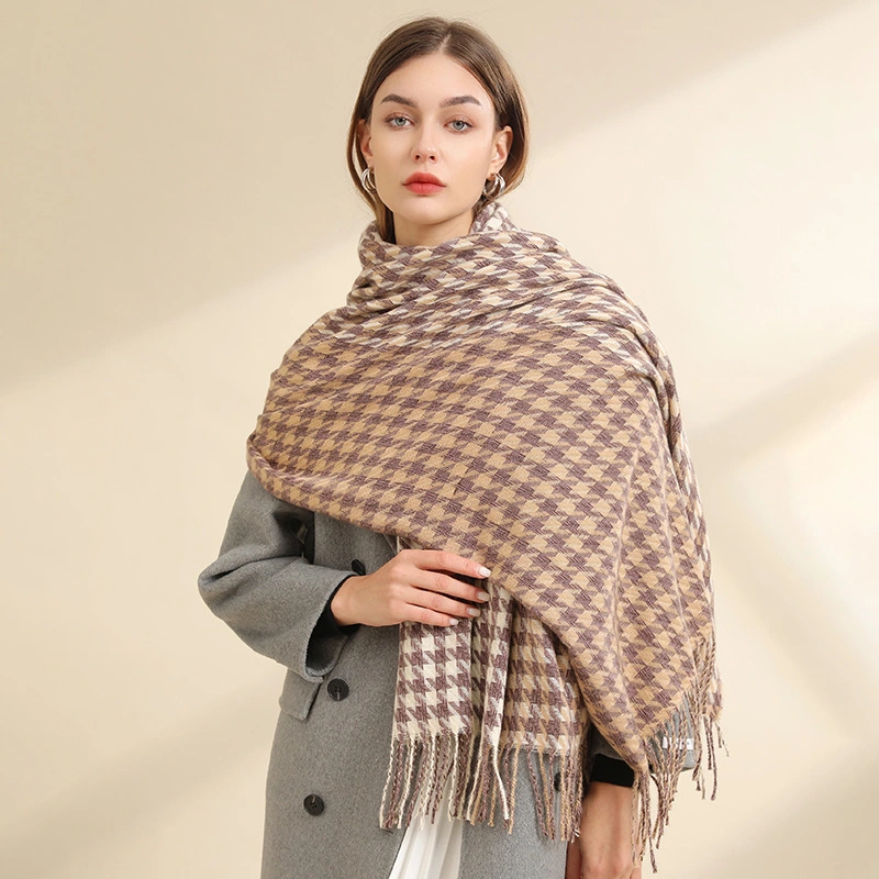 Cashmere Felling Coloured Checked Winter Warm Wrap Small Plaid Scarf