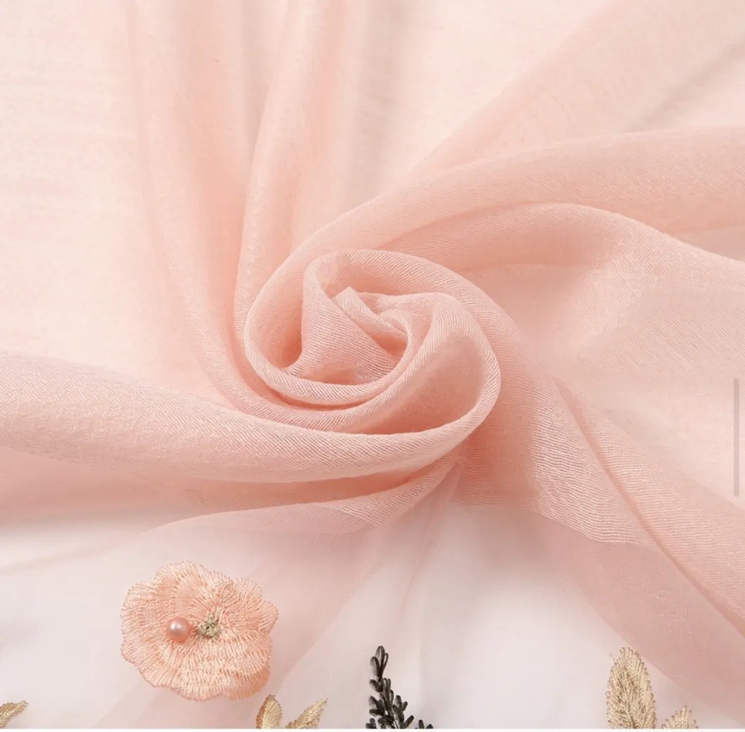 Silk Wool Scarf Women Embroidery Spring and Summer Solid Color Long Scarves Pashmina Female Shawl Hijab Bandana Foulard Stoles