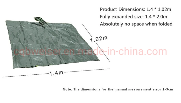 Customized Camouflage Waterproof Polyester Rain Poncho for Camping Hiking