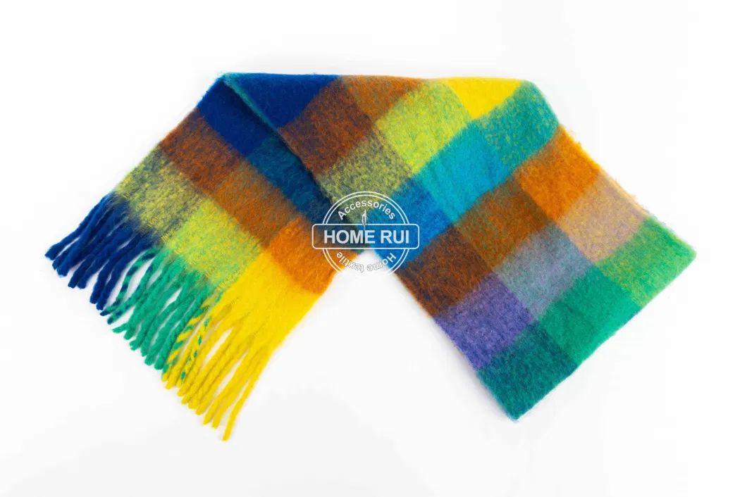 Wholesaler Block Women Men Spring Fall Rainbow Colorful Woven Tassel Plaid Lattice Veronz Super Soft Classic Nova Scottish Large Cozy Cappa Tippet Turban Scarf