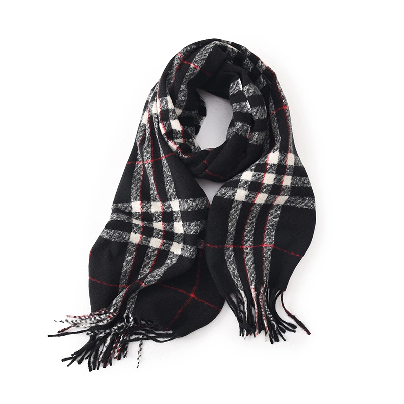Winter Cashmere Warm Comfortable Classic Plaid Polyester Woven Scarf