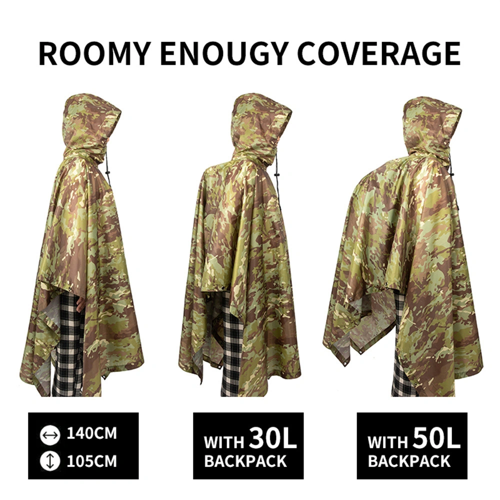 Kango Rain and Wind Resistant Poncho Hooded Rain Poncho