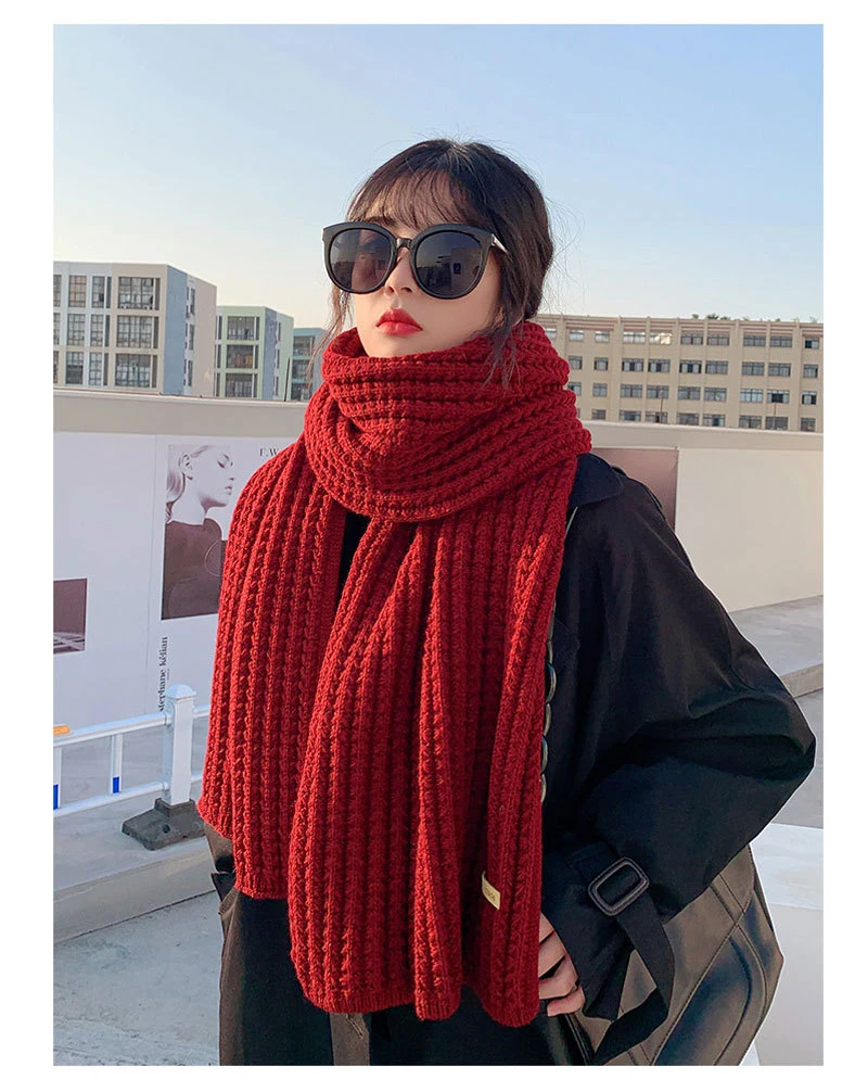 Fashion Lady Warm Long Pure Color Shawls Knitted Scarves Women