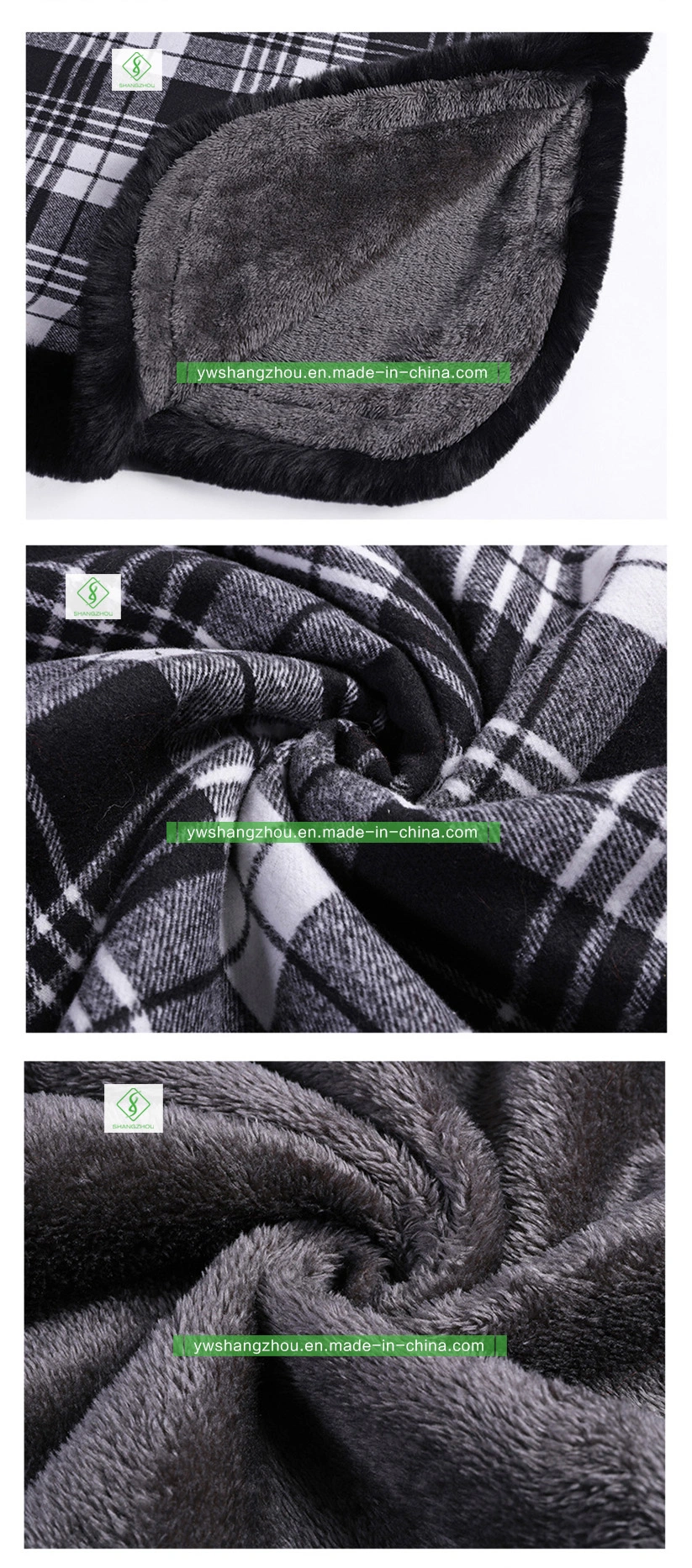 European Round Collar Plaid Women Sleeveless Cashmere Thickened Shawl Poncho