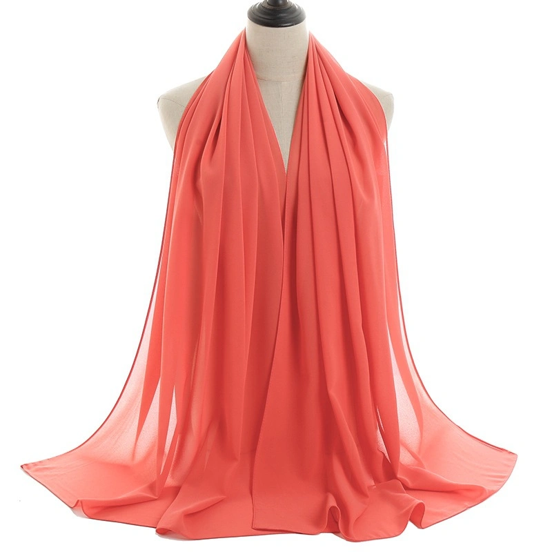 Wholesale Cheap Price 100%Chiffon Pure Color Silk Office Ladies Scarf