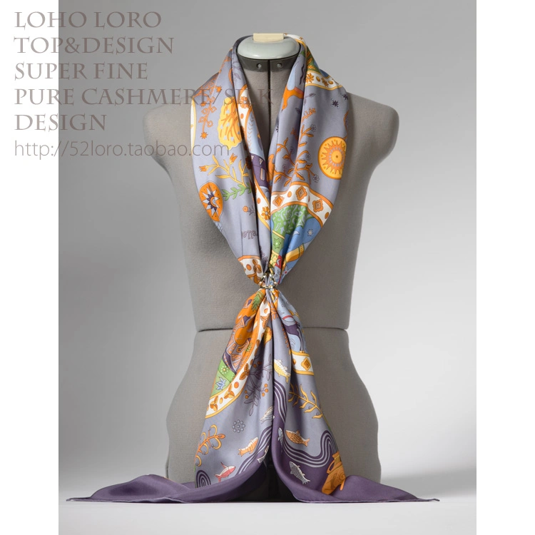 Lady Shawl Mediterranean Style Loganberry Purple Color Twill Silk Scarf