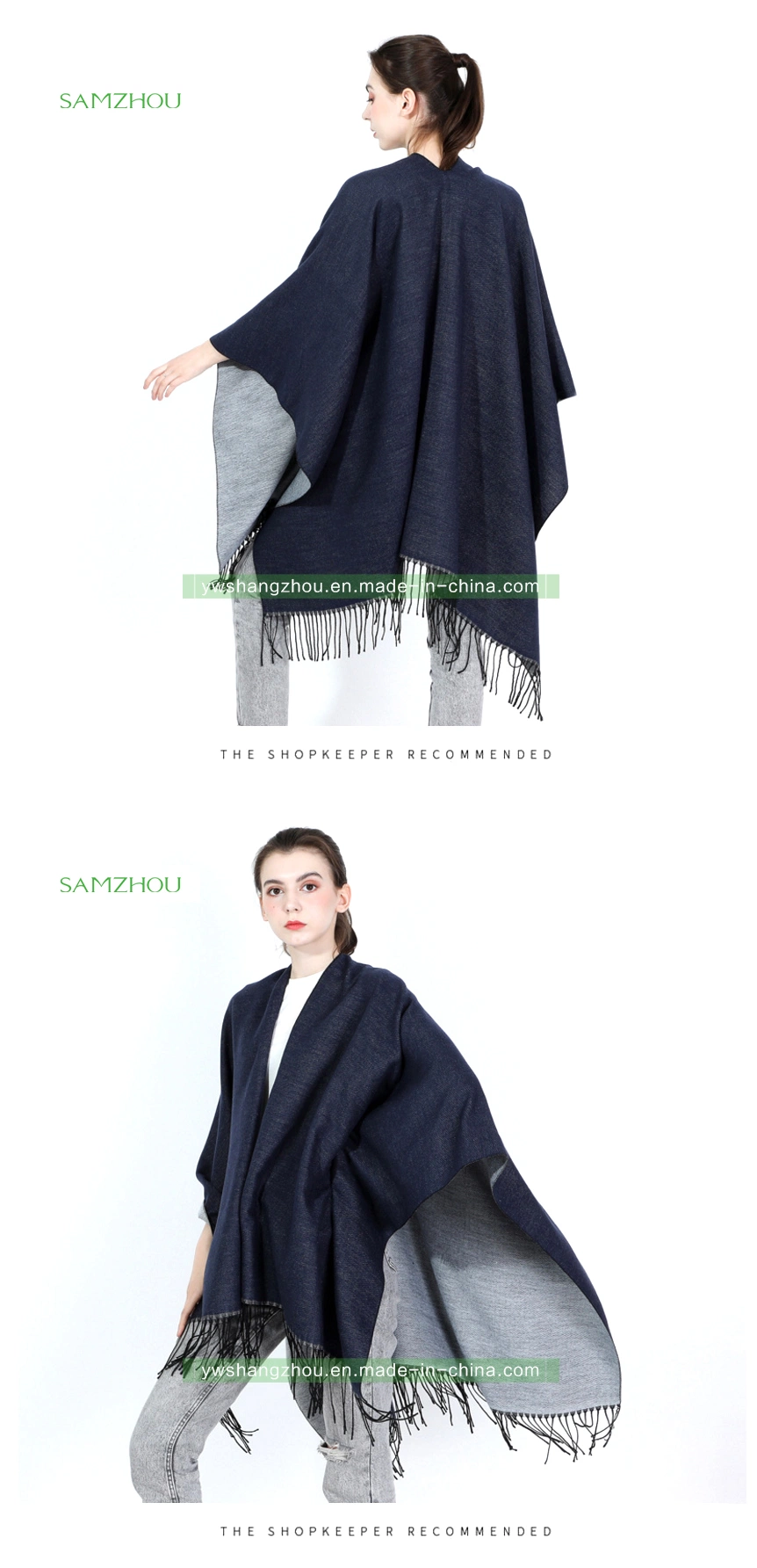 Large Size Double Sided Plain Cape Women&prime; S Fashion Shawl Winter