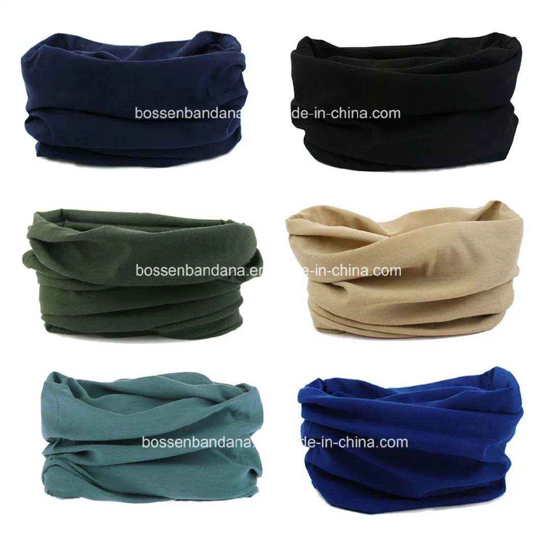 China Factory Produce Custom Solid Color Dyed Polyester Seamless Neck Tube Scarf