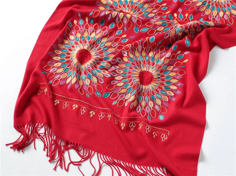 Embroidered Customized Wool Shawl Woven Pashmina Scarf