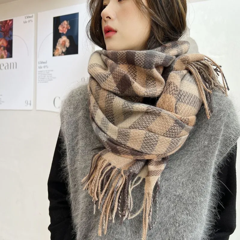 Women&prime;s Fashion Long Shawl Big Grid Winter Warm Lattice Large Scarf