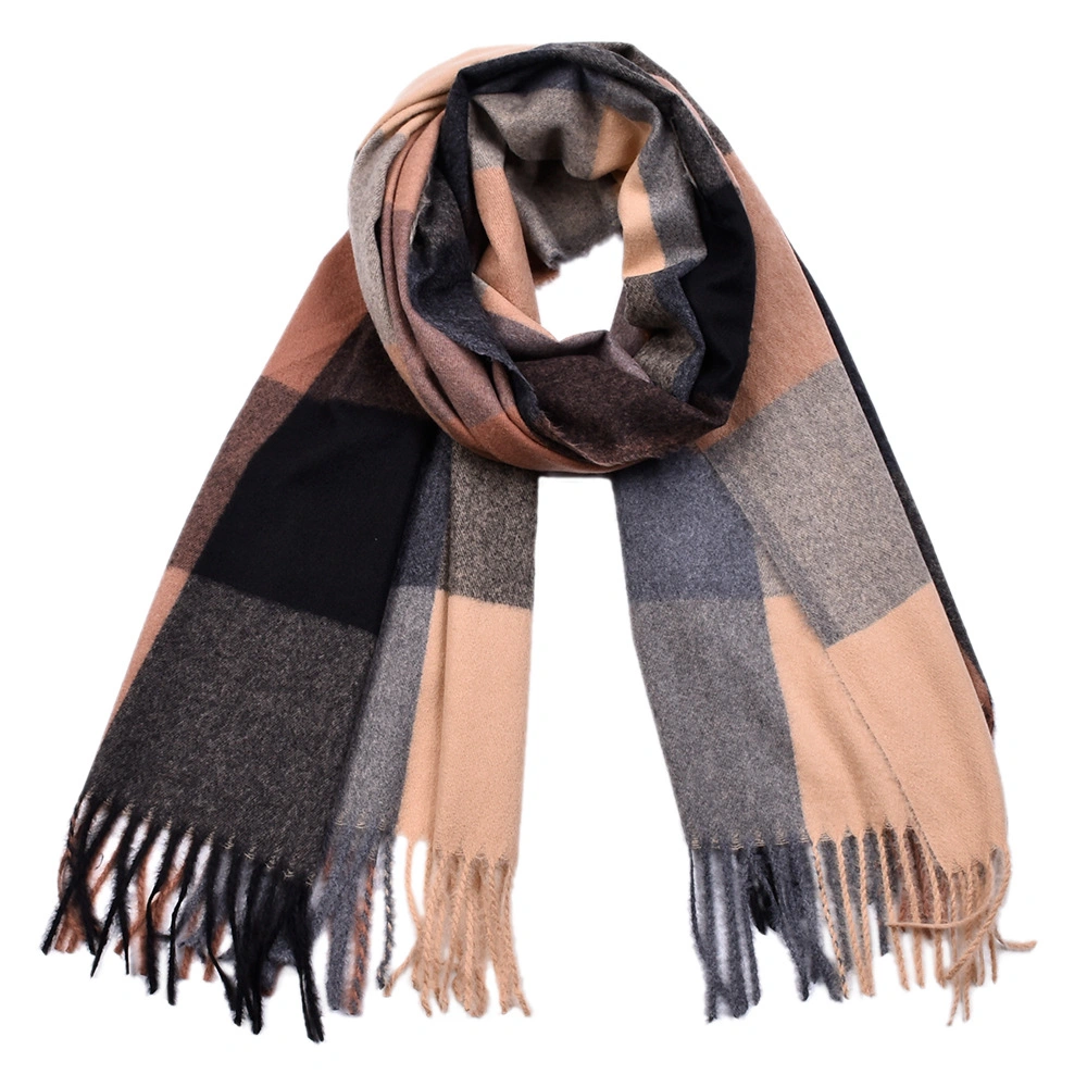 New Style Wholesale Checked Women Winter Shawl Scarf Contrast Color