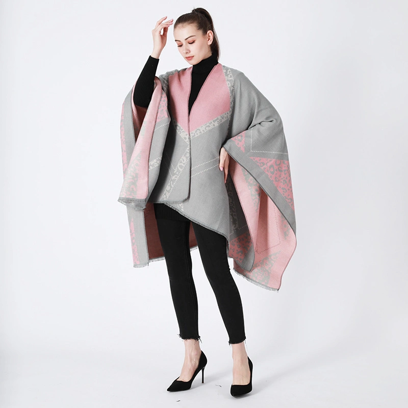 Pink Grey Girls Women Indoor and Outdoor Using Poncho Cape for Europe