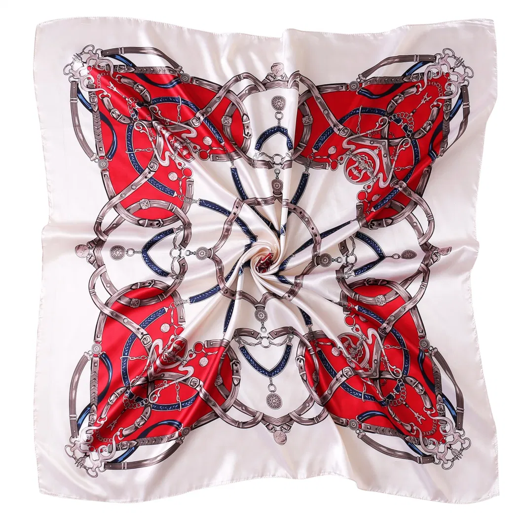 Wholesale Classic Heart Printed Ladies Satin Silk Like Sleeping Head Scarf