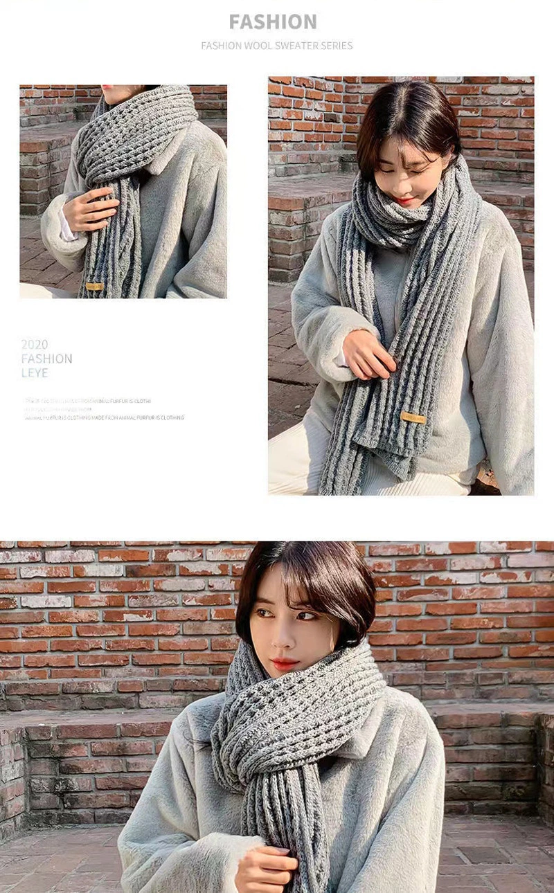 Fashion Lady Warm Long Pure Color Shawls Knitted Scarves Women