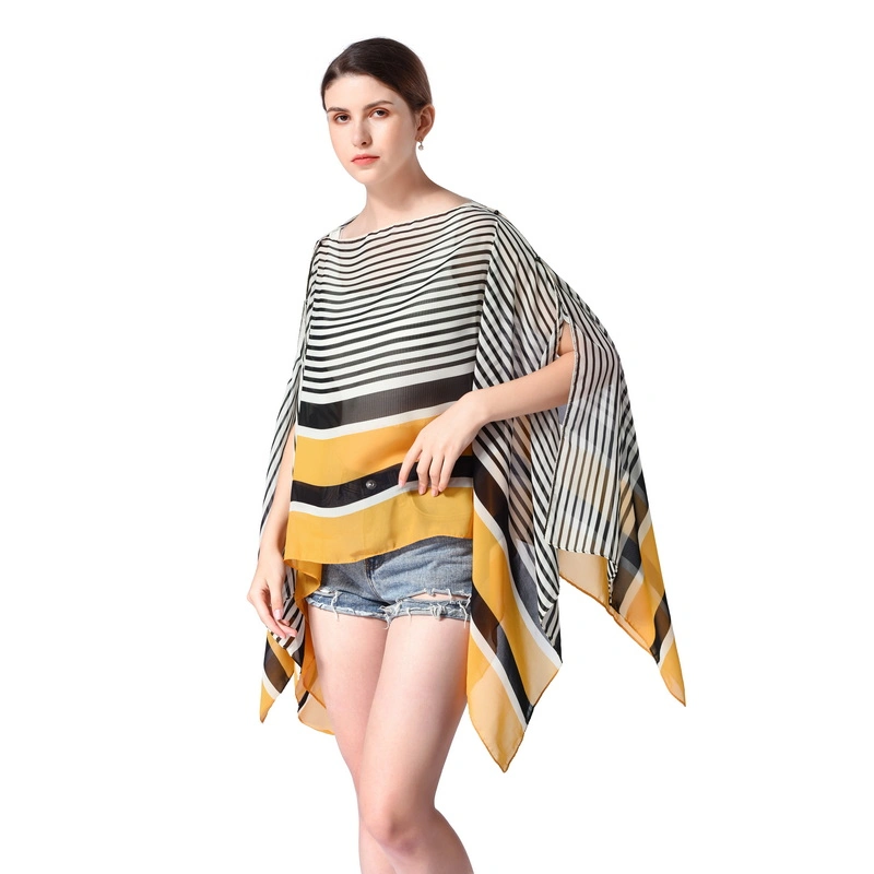 Wholesale Summer Striped Pattern Poncho Shawl for Women