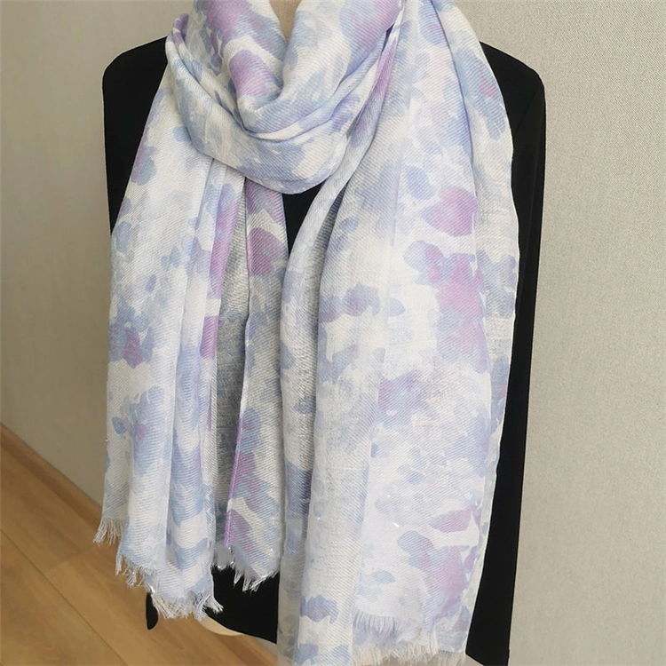 Quality China Factory Supply Custom Logo Ladies Blue Purple Color Light Women Fashion Scarf