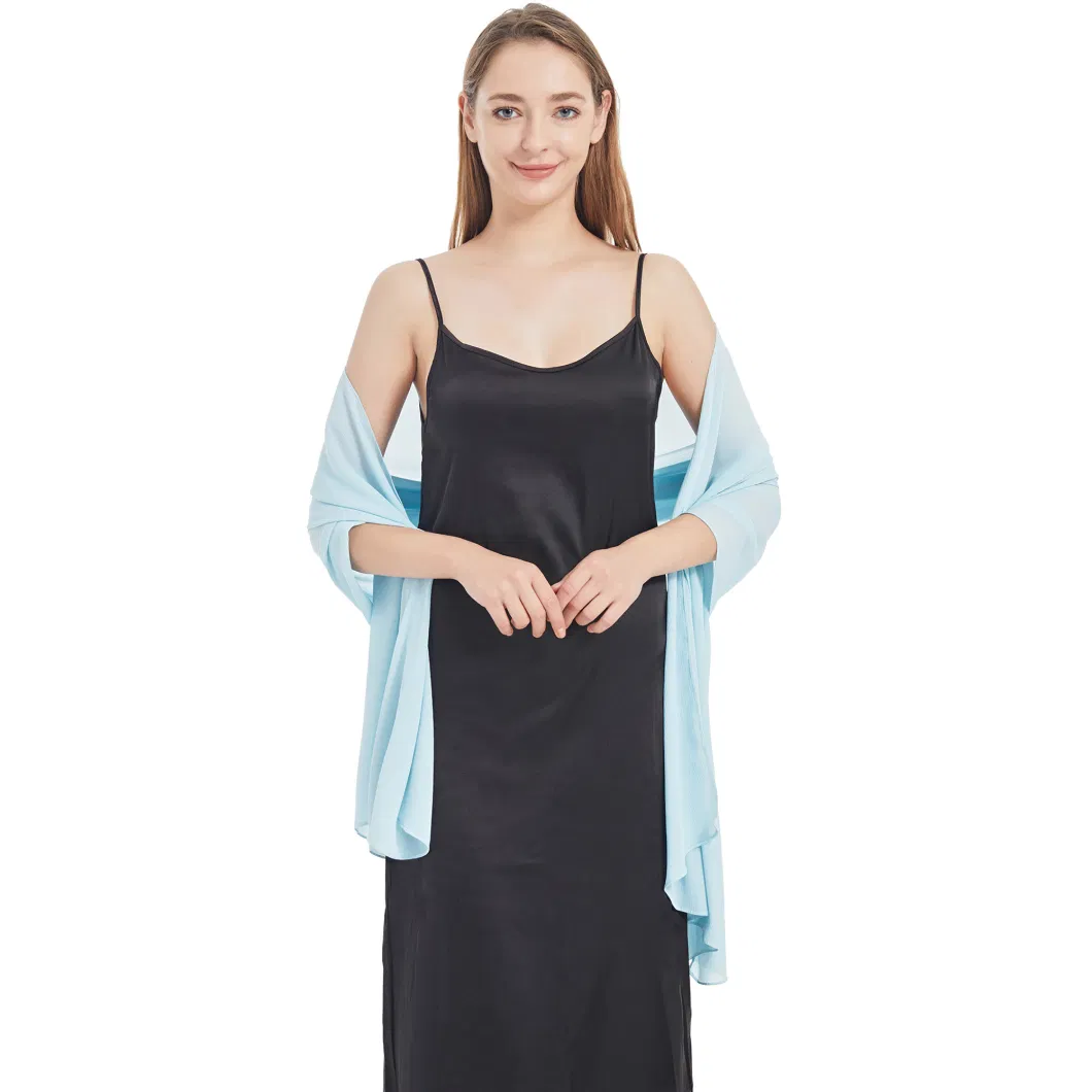 High Quality Light Blue Summer Chiffon Poncho Wraps and Shawls