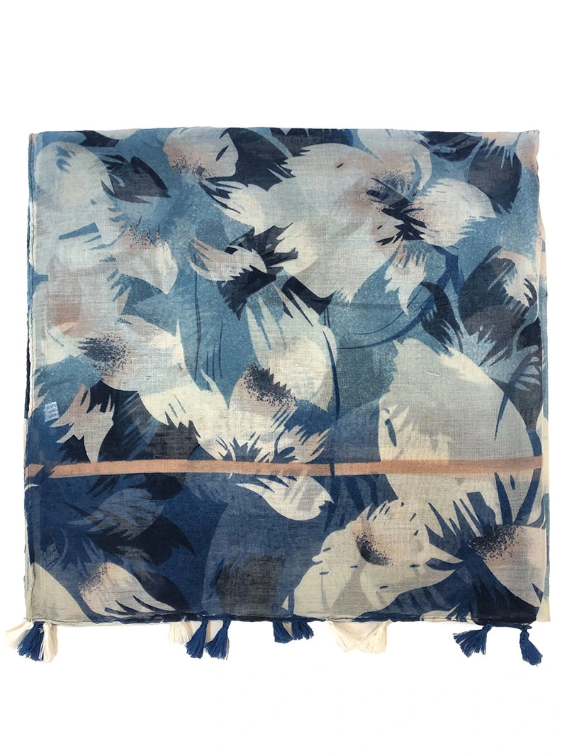 Sunscreen Long Cotton Linen Scarf Fashion Retro Floral Printed Tassel Scarves Shawls