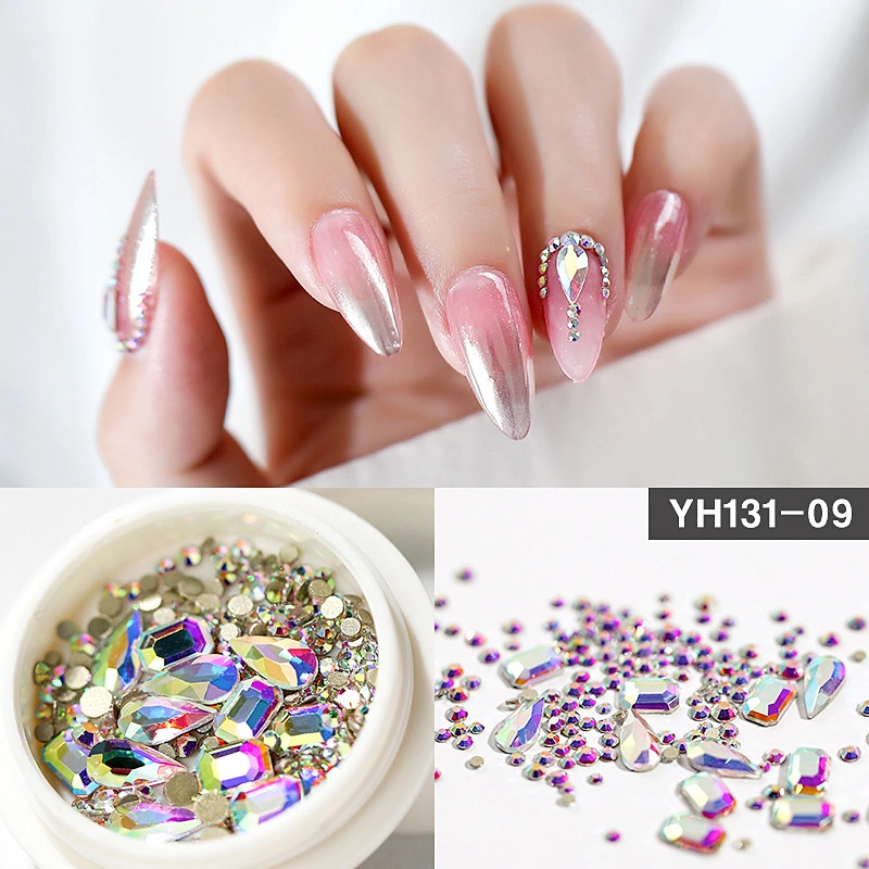 Nail Diamond Mesh Red Flat Bottom Diamond Ab Transparent Nail